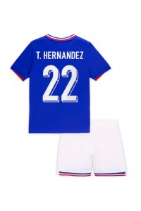 Fotbalové Dres Francie Theo Hernandez #22 Dětské Domácí Oblečení ME 2024 Krátký Rukáv (+ trenýrky)